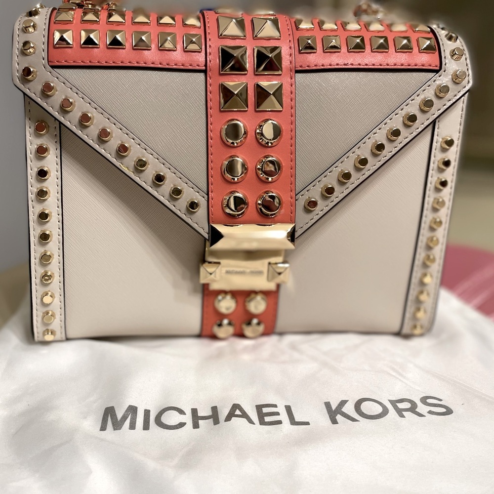 Michael Kors Large Studded Saffiano Shoulder Bag